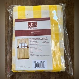 IHF Home Decor Window Curtain Tier Pair, Yellow Check, 72”x36”